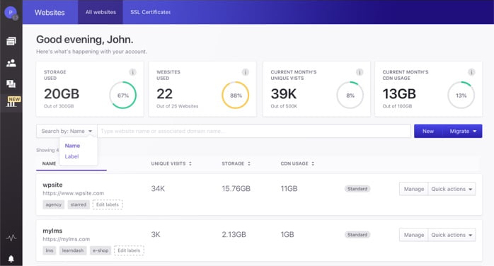 Pressidium Dashboard