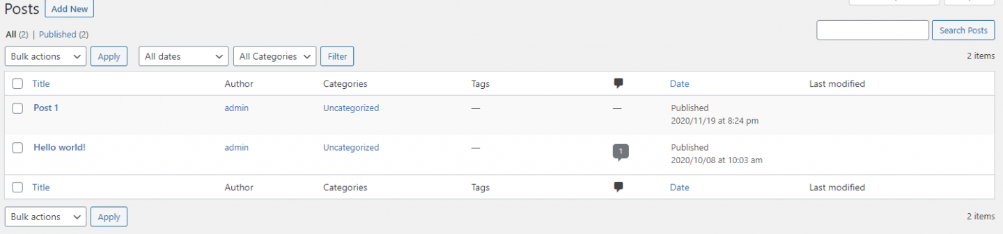 wordpress admin tables basic customization