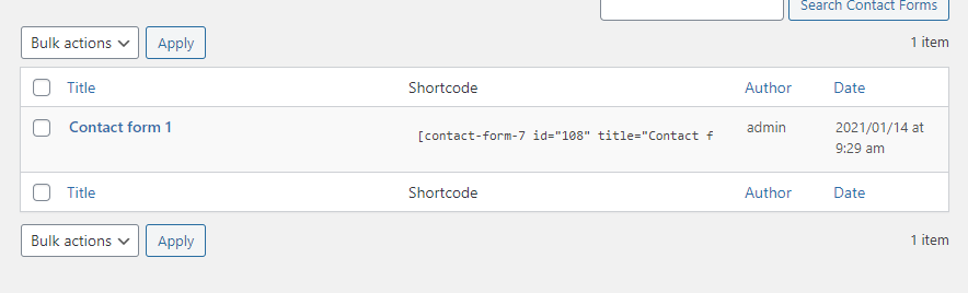 contact form 7 WordPress shortcode