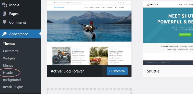 Wordpress Custom Headers - Theme feature