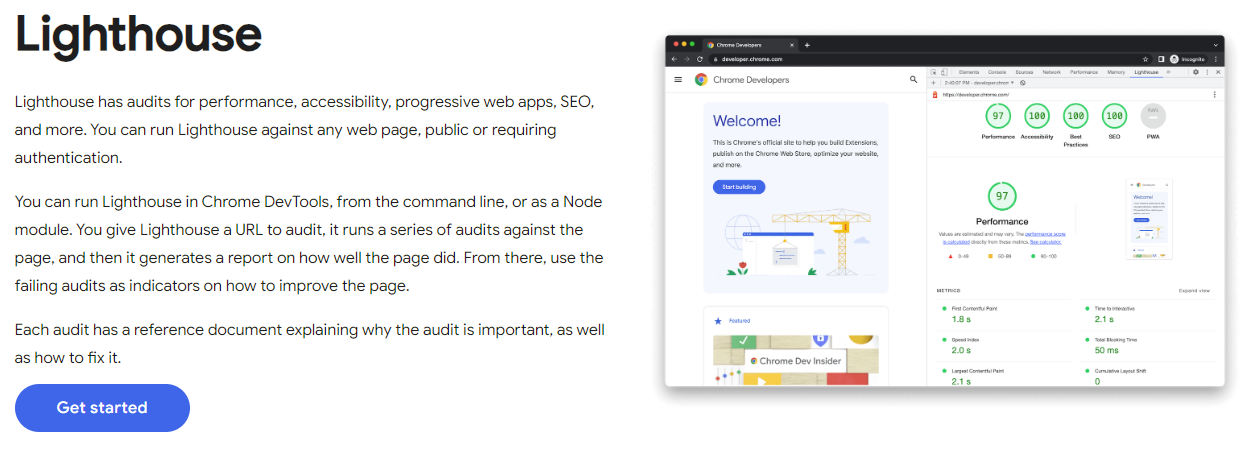 Website Pperformance Tools: Google Lighthouse