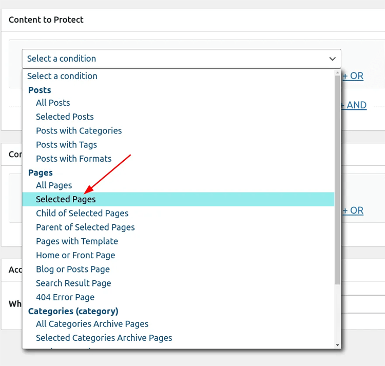 Profilepress plugin - Selected pages